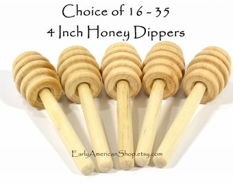 Your Choice of 16 - 35 Honey Dippers-Unfinished Hardwood-4 Inches Long-Honey Stick-Wedding Favors