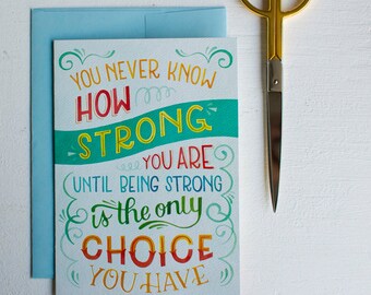 Encouragement Card, Stay Strong Comfort Card, Child Loss Grief Card, Feel Better Notecard for Friend, Cancer Get Well Sympathy Greeting Card
