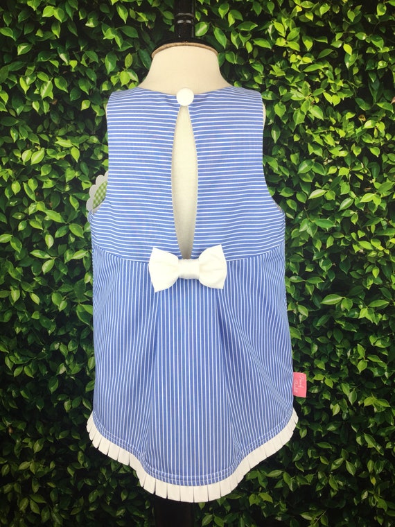The "Key Hole Tunic" in French Blue & White Stripe