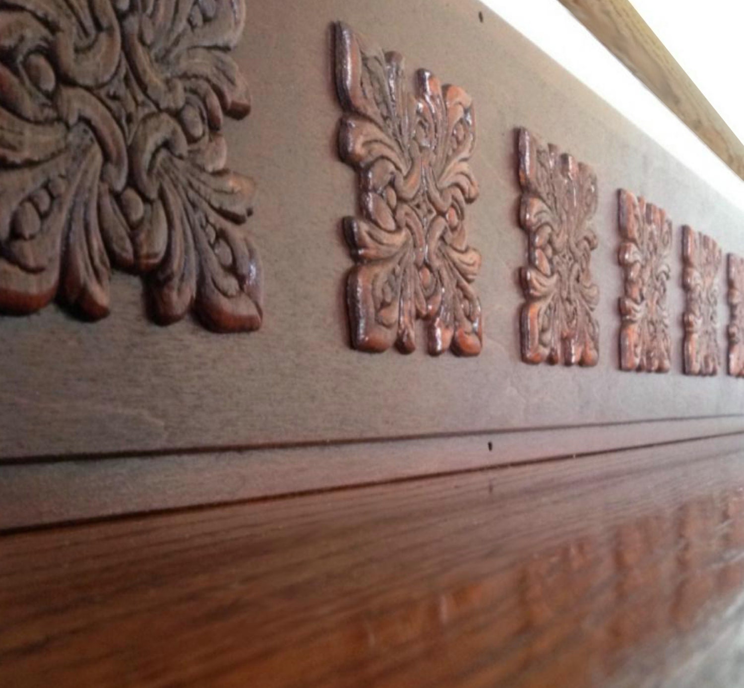 Faux Carved Wood Look Alternative to Vinyl Stair Decals &