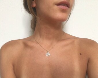 LOLA, Lotus Necklace, Dainty Necklace, Delicate Necklace, Gold Filled Necklace, Simple Gold Necklace, Sterling Silver Necklace, Healing