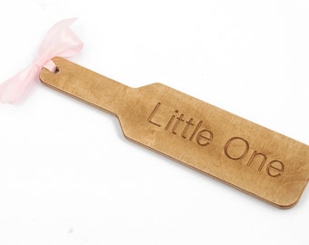 Ddlg BDSM wooden spanking paddle - custom fetish punishment paddle engraved with Little One perfect for Daddy's girl - MATURE