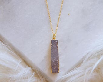 Druzy Bar, Long Necklace