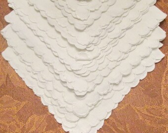 Seven Small Vintage Napkins - Embroidered White Luncheon Napkins - Embroidery and Cutwork