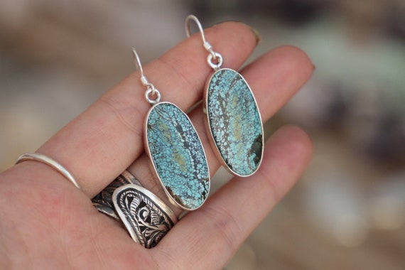 ARIZONA TURQUOISE EARRINGS - 925 Sterling Silver Earrings - Gemstone - Navajo - Handmade - Natural - Vintage style - Bespoke - Birthstone