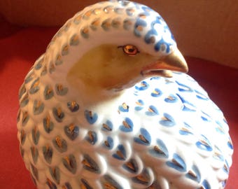 Partridge quail blue and gold