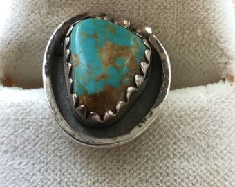 Vintage Mexico Sterling Silver Turquoise Lady's Ring