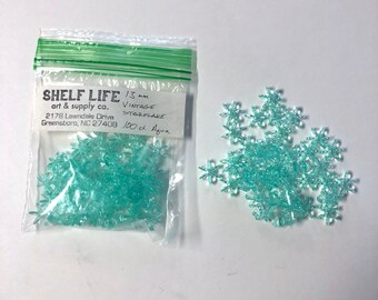 Vintage Starflake Snowflake BEADS 13mm 100 ct. Aqua