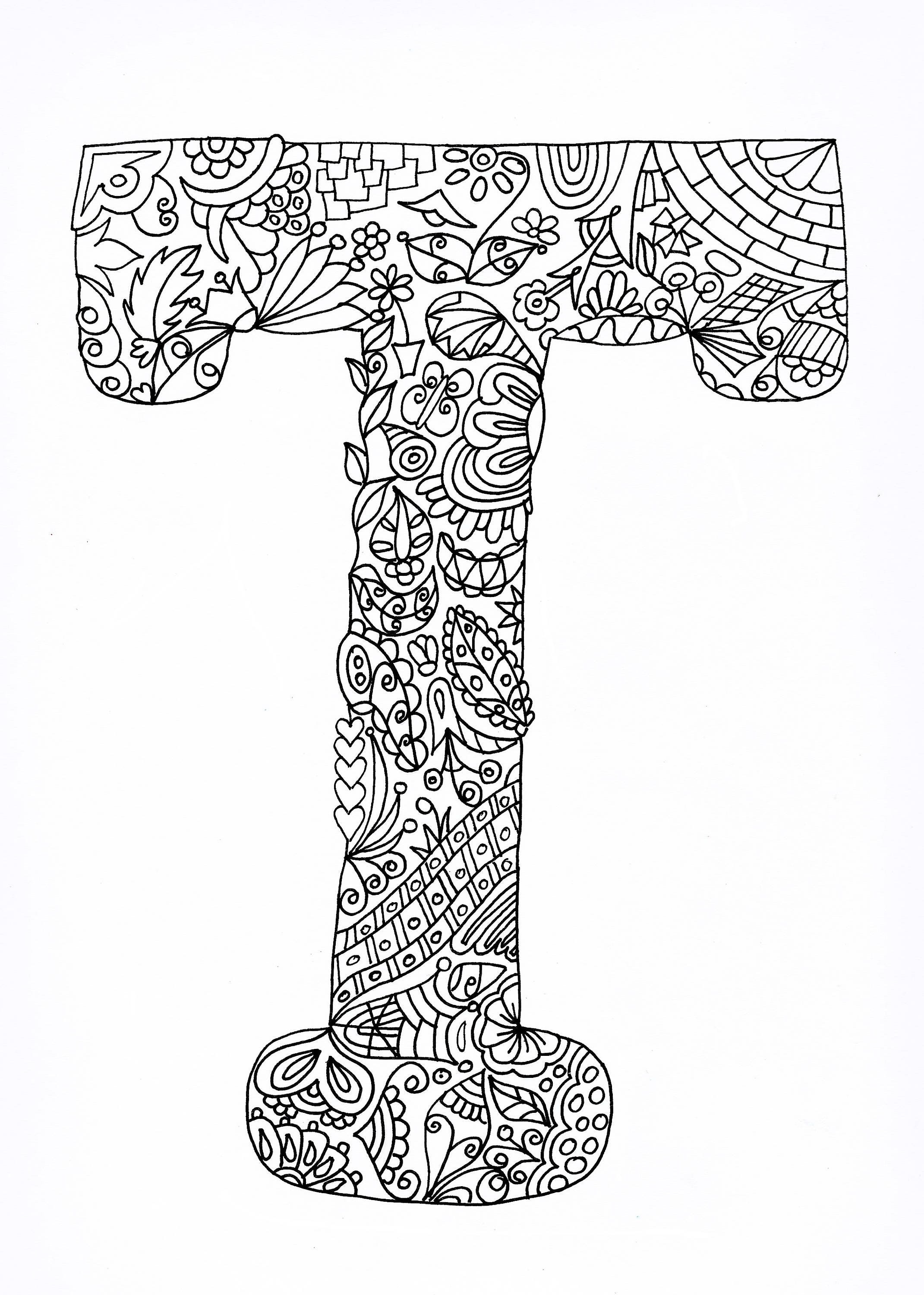 Download Adult Letter T Coloring Pages