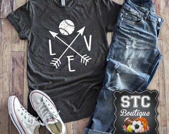 Love Baseball Arrow Woman's Tee / Cute Baseball Softball Shirt / Game Day Shirt / Baseball Shirt / Ball Mom Shirt / T-Ball Shirt / Mom Shirt
