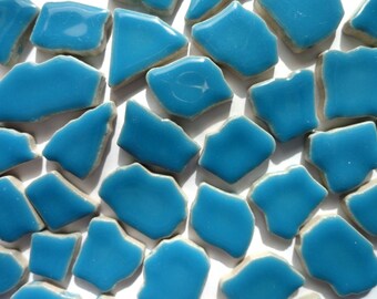 Turquoise Blue Ceramic Jigsaw Puzzles Mosaic Tiles//Mosaic Pieces//Mosaic Supplies//Jewelry//Craft