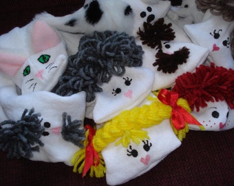 Set of Eight Family Sock Puppets