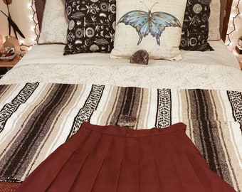 Burgundy Pleated Mini Skirt