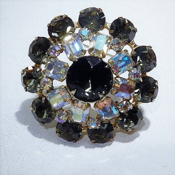Rhinestone Brooch / Mid Century Jewelry