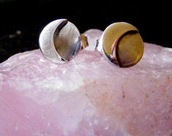 Silver Moon Stud Earrings Crescent Moon post earring