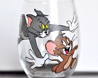 Tom and Jerry Stemless Wine Glass