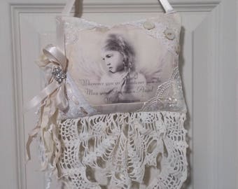Sweet Child Angel Lavender Sachet Shabby Chic Vintage Lace & Buttons