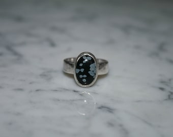 Snowflake Obsidian and Sterling Silver Ring