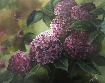 Realistic 11x14 Hydrangeas Print. Bedroom wall art.