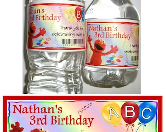 20 Sesame Street ELMO BIRTHDAY party water bottle labels ~ glossy ~ waterproof ink