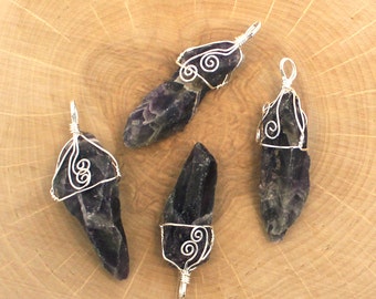Chunky Amethyst Wire Wrapped Pendant