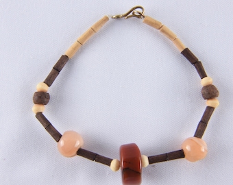 wood ,brass ,stone eco-friendly bracelet 16 cms 636