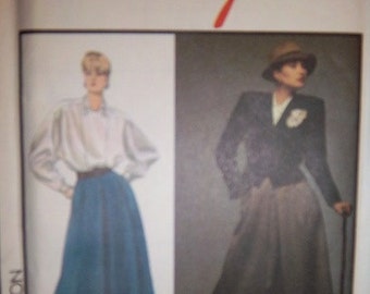 Vintage1988 Style Pattern 4891Jacket Skirt Blouse size 8 Factory Folded Unused Uncut