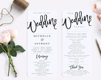 Wedding Program Template Modern Wedding Program Template Rustic Wedding Program Wedding Program Printable Wedding Ceremony Template #WP40