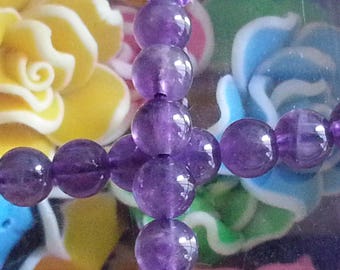 10 Amethyst beads in 6 mm in diameter, hole 1 mm