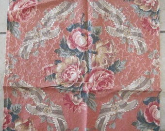 Vintage Barkcloth Fabric Roses So Shabby