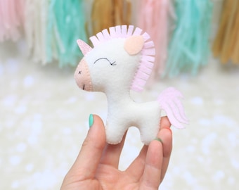 Felt unicorn ornament miniature Unicorn plush Stuffed Unicorn Christmas decoration Sparkle Unicorn figurine hanging unicorn toy