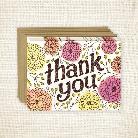 Boxed Card Set of 8 Thank You Zinnias