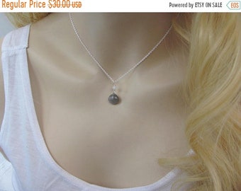 Gray Moonstone Necklace, Sterling Silver Moonstone Pendant, Grey Moonstone Gemstone, Moonstone Jewelry, Petite Necklace, Layering Necklace