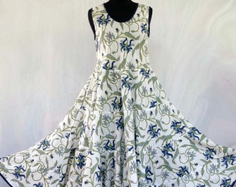 White with large blue orchids, sleeveless, with scarf baby dress