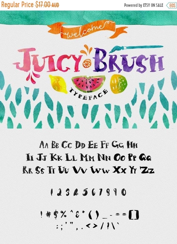 70% OFF Sale Juicy Brush Typeface Font - Hand Painted Capital Display font