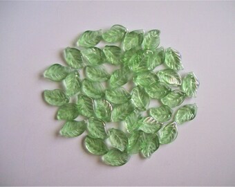 Light Green Glass Leaf beads - 18MM - Pk 20.