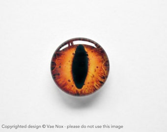 14mm handmade glass eye cabochon - orange cat or dragon eye - standard profile