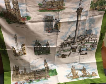 1960s Italian London Souvenir Scarf