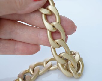 Matte gold Plated light weight chain, 15.5mm x 23mm links, 4mm thick, 2.5 ft, tarnish resistant, bulk chain, under 7 dollars