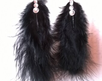 BLACK feather earrings
