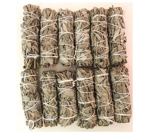 12 White Sage Bundles Bulk Smudge for Smudging, Cleansing, Negativity Clearing, House Cleansing, Healing, Prosperity, Air Purification
