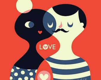 LOVE... limited edition giclee print of an original illustration (8 x 8 in, 20 x 20 cm)