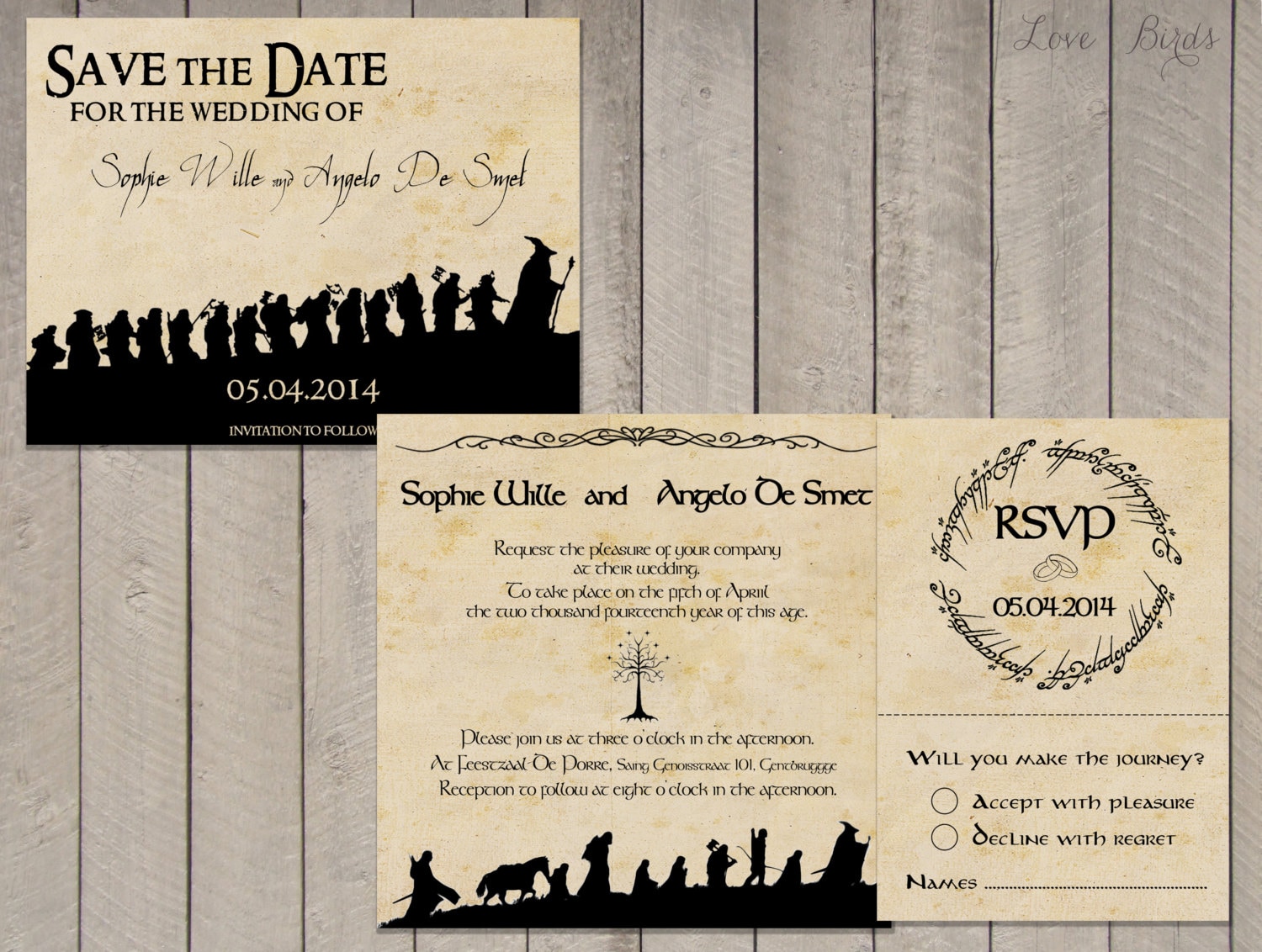 Wedding invitation Set Lord of the Rings Save the Date