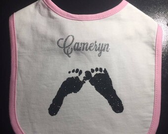 Footprint bib made with your child's feet prints
