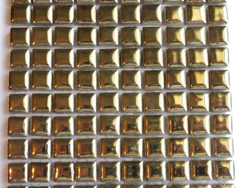 100 MINI Gold Glazed Ceramic Tiles 3/8"//Mosaic Supplies//Crafts