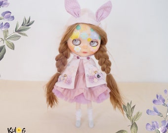 Blythe PurpleRabbit Mantel Blumen Kleid