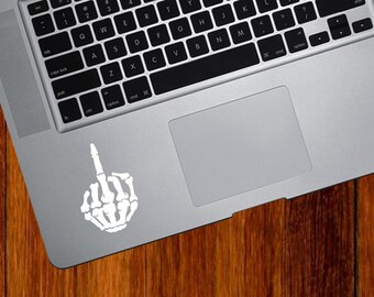 TP - Skeleton Hand Middle Finger - Vinyl Trackpad Decal Sticker (2.25"w x 3.5"h) © YYDCo.