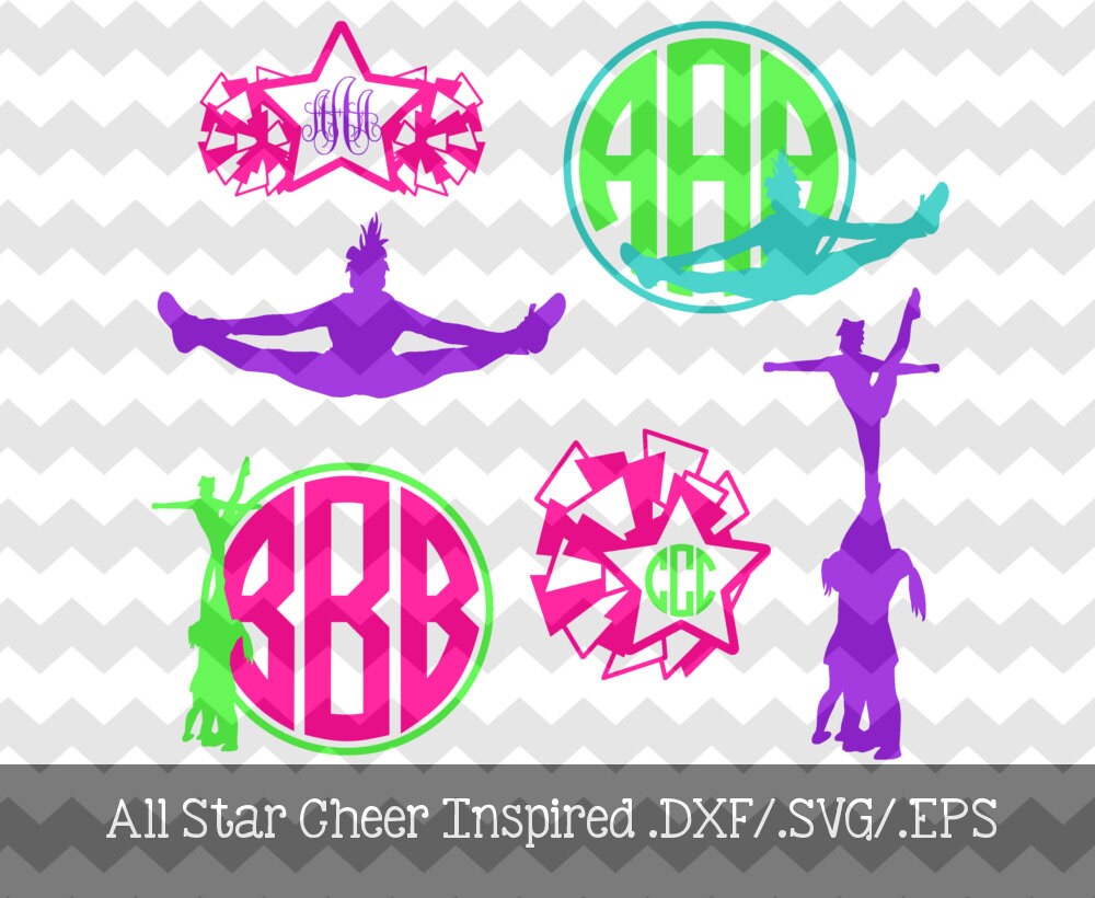 Download All Star Cheer Inspired Monogram Frames .DXF and .SVG Files
