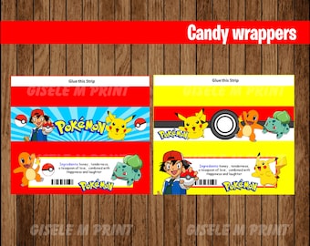 Pokemon candy wrappers, Printable Pokemon wrappers, Pokemon party Candy wrappers instant download