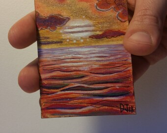 Red Sea, ACEO ATC Original Tiny Painting by Dakota Jernigan